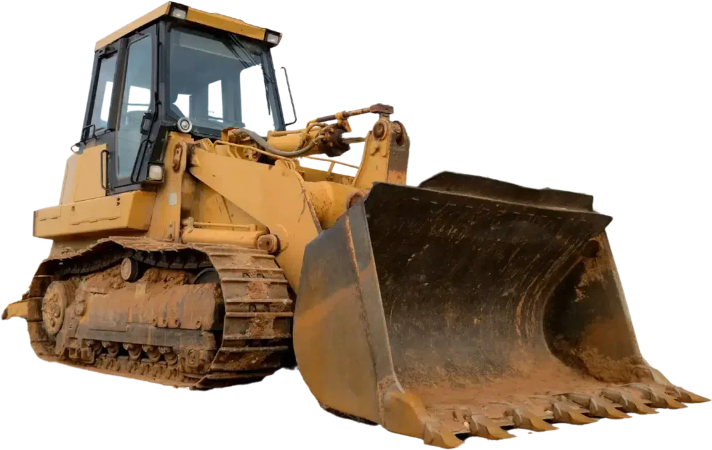 Yellow bulldozer on white background